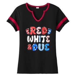 Cute Patriotic Red White And Due New Baby Ladies Halftime Notch Neck Tee