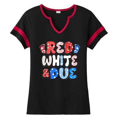 Cute Patriotic Red White And Due New Baby Ladies Halftime Notch Neck Tee