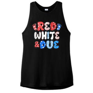 Cute Patriotic Red White And Due New Baby Ladies PosiCharge Tri-Blend Wicking Tank