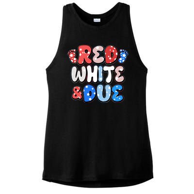 Cute Patriotic Red White And Due New Baby Ladies PosiCharge Tri-Blend Wicking Tank