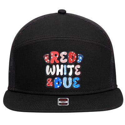 Cute Patriotic Red White And Due New Baby 7 Panel Mesh Trucker Snapback Hat