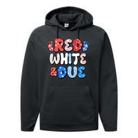 Cute Patriotic Red White And Due New Baby Performance Fleece Hoodie