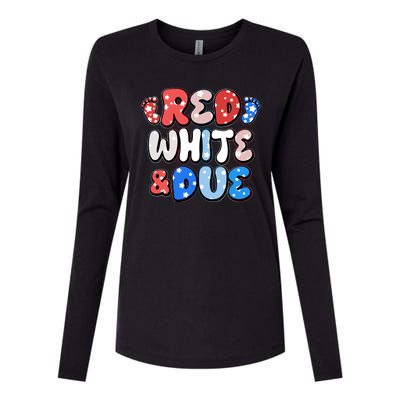 Cute Patriotic Red White And Due New Baby Womens Cotton Relaxed Long Sleeve T-Shirt