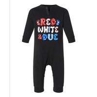 Cute Patriotic Red White And Due New Baby Infant Fleece One Piece