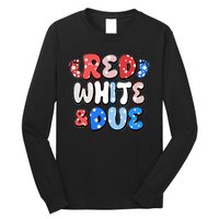 Cute Patriotic Red White And Due New Baby Long Sleeve Shirt