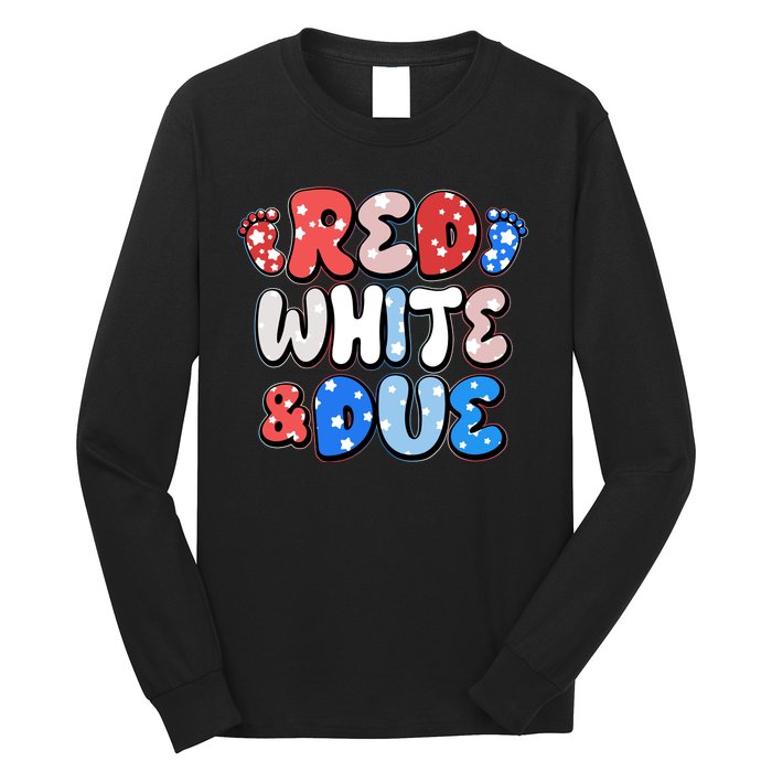 Cute Patriotic Red White And Due New Baby Long Sleeve Shirt