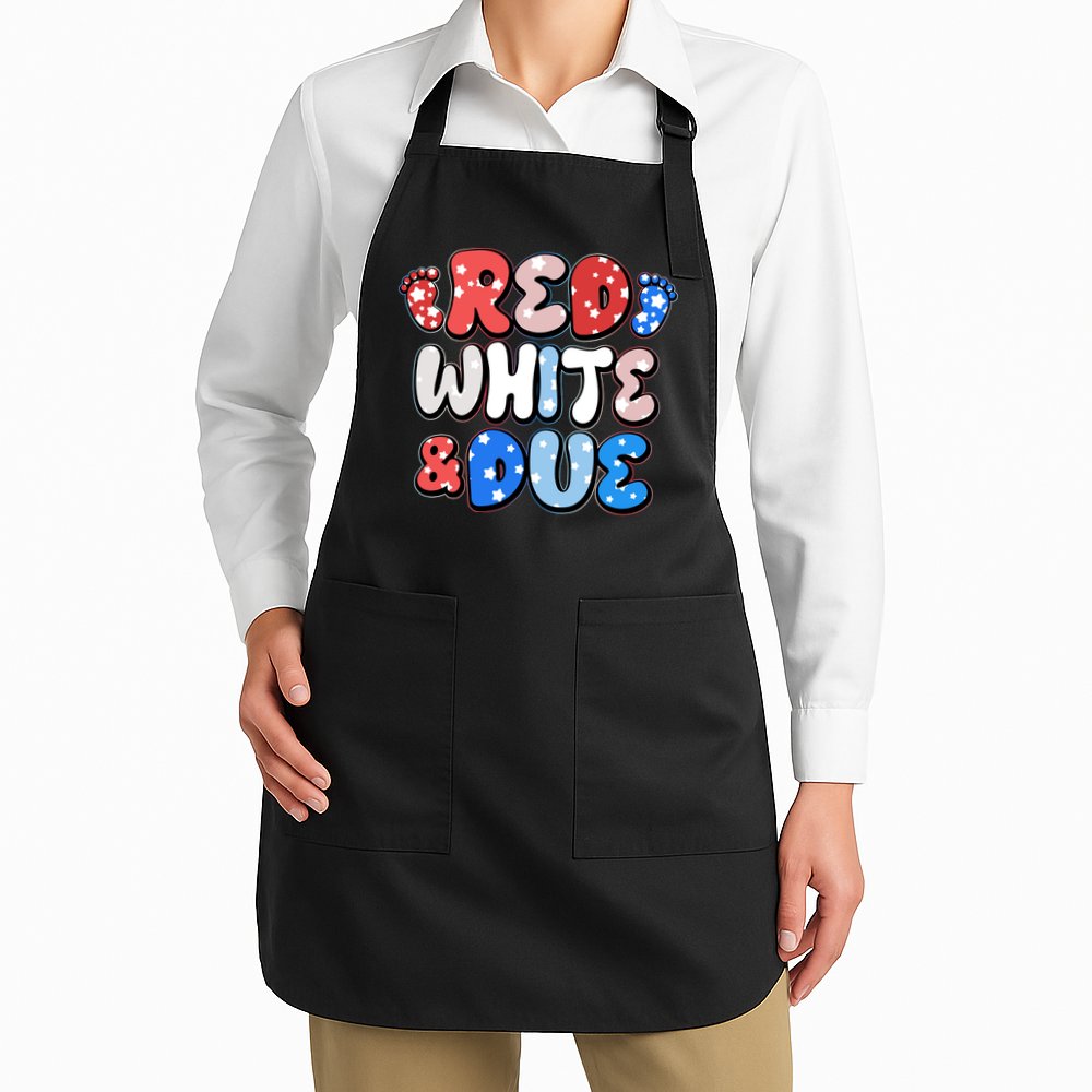 Cute Patriotic Red White And Due New Baby Apron