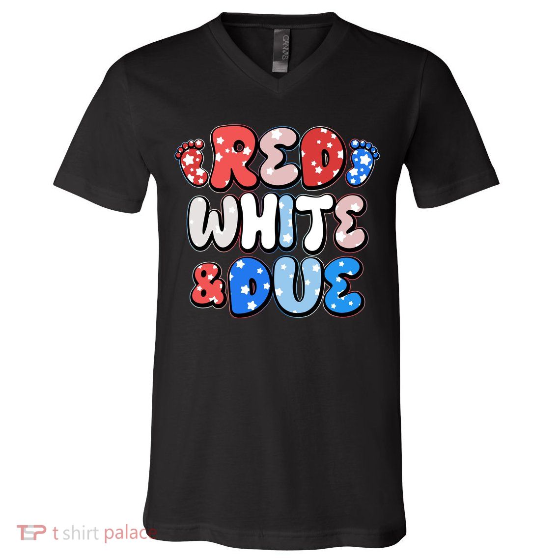 Cute Patriotic Red White And Due New Baby V-Neck T-Shirt