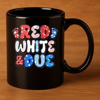 Cute Patriotic Red White And Due New Baby 11oz C Handle Ceramic Mug