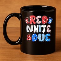 Cute Patriotic Red White And Due New Baby 11oz C Handle Ceramic Mug