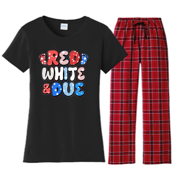 Cute Patriotic Red White And Due New Baby Women's Flannel Pajama Set