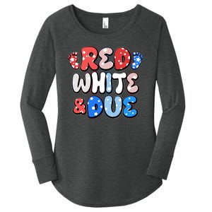 Cute Patriotic Red White And Due New Baby Women's Perfect Tri Tunic Long Sleeve Shirt