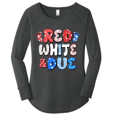 Cute Patriotic Red White And Due New Baby Women's Perfect Tri Tunic Long Sleeve Shirt