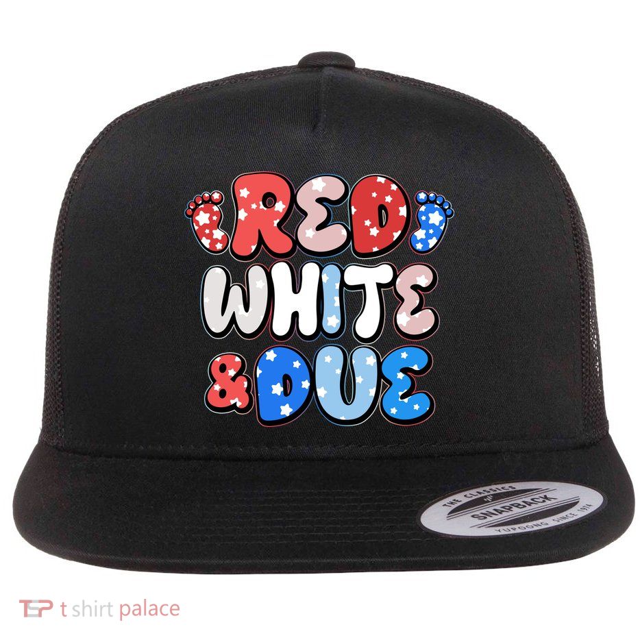 Cute Patriotic Red White And Due New Baby Flat Bill Trucker Hat