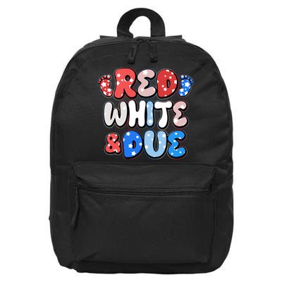 Cute Patriotic Red White And Due New Baby 16 in Basic Backpack