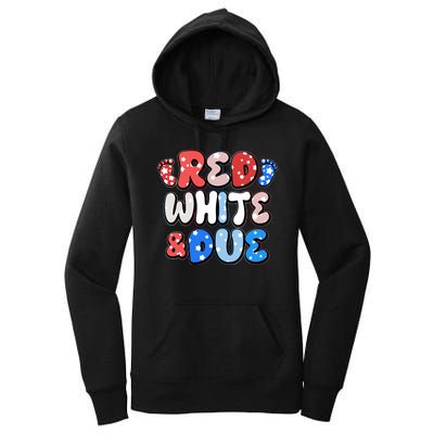 Cute Patriotic Red White And Due New Baby Women's Pullover Hoodie