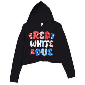 Cute Patriotic Red White And Due New Baby Crop Fleece Hoodie