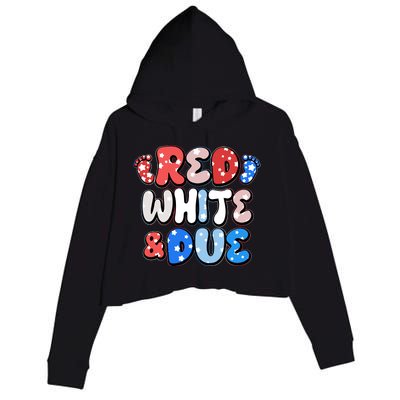 Cute Patriotic Red White And Due New Baby Crop Fleece Hoodie