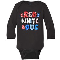 Cute Patriotic Red White And Due New Baby Baby Long Sleeve Bodysuit