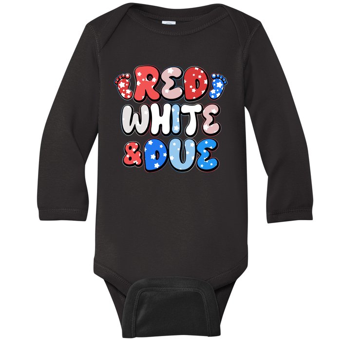 Cute Patriotic Red White And Due New Baby Baby Long Sleeve Bodysuit