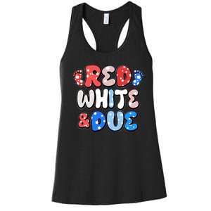 Cute Patriotic Red White And Due New Baby Women's Racerback Tank