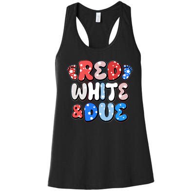 Cute Patriotic Red White And Due New Baby Women's Racerback Tank