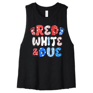 Cute Patriotic Red White And Due New Baby Women's Racerback Cropped Tank