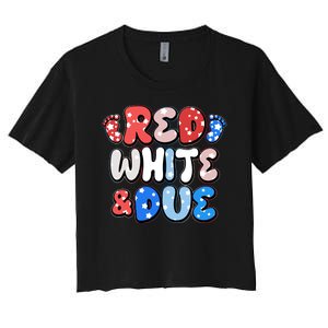 Cute Patriotic Red White And Due New Baby Women's Crop Top Tee