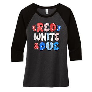 Cute Patriotic Red White And Due New Baby Women's Tri-Blend 3/4-Sleeve Raglan Shirt