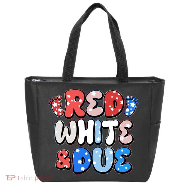 Cute Patriotic Red White And Due New Baby Zip Tote Bag