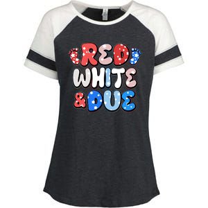 Cute Patriotic Red White And Due New Baby Enza Ladies Jersey Colorblock Tee