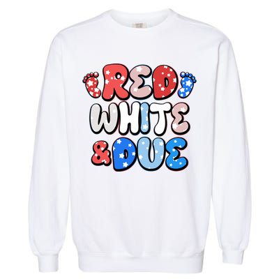 Cute Patriotic Red White And Due New Baby Garment-Dyed Sweatshirt
