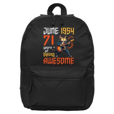 Cat Playing Rock Roll June 1954 71 Years Of Being Awesome 16 in Basic Backpack