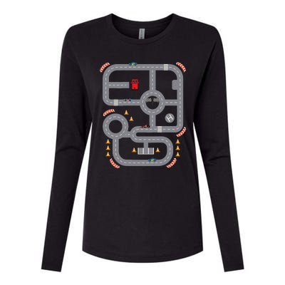 Cool Playmat Race Car Track On Back Dad Race Car Mat Womens Cotton Relaxed Long Sleeve T-Shirt