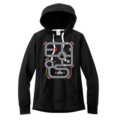 Cool Playmat Race Car Track On Back Dad Race Car Mat Women's Fleece Hoodie