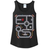 Cool Playmat Race Car Track On Back Dad Race Car Mat Ladies Essential Tank