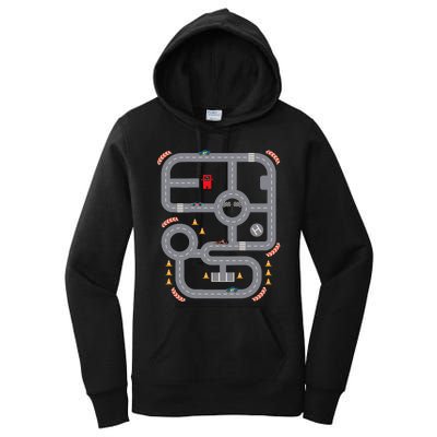 Cool Playmat Race Car Track On Back Dad Race Car Mat Women's Pullover Hoodie