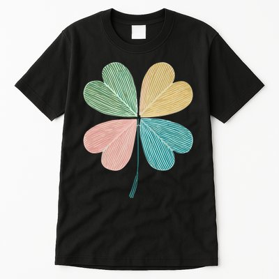 Chic Pretty Retro Lucky St.Patrick’S Day Four Leaf Clover Tall T-Shirt