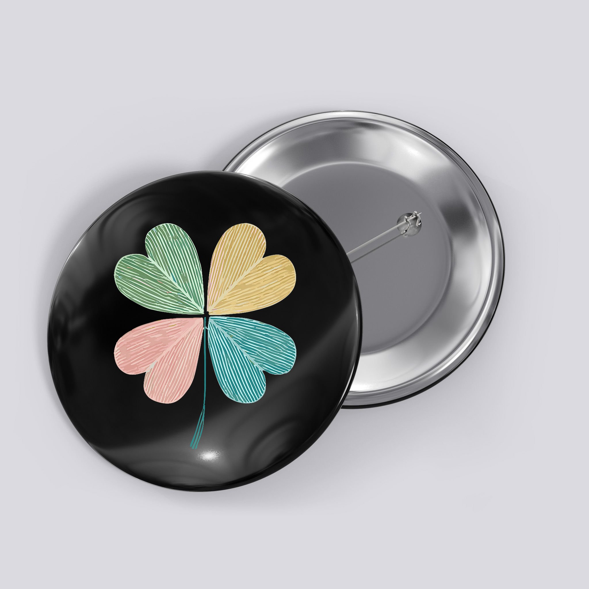 Chic Pretty Retro Lucky St.Patrick’S Day Four Leaf Clover Button