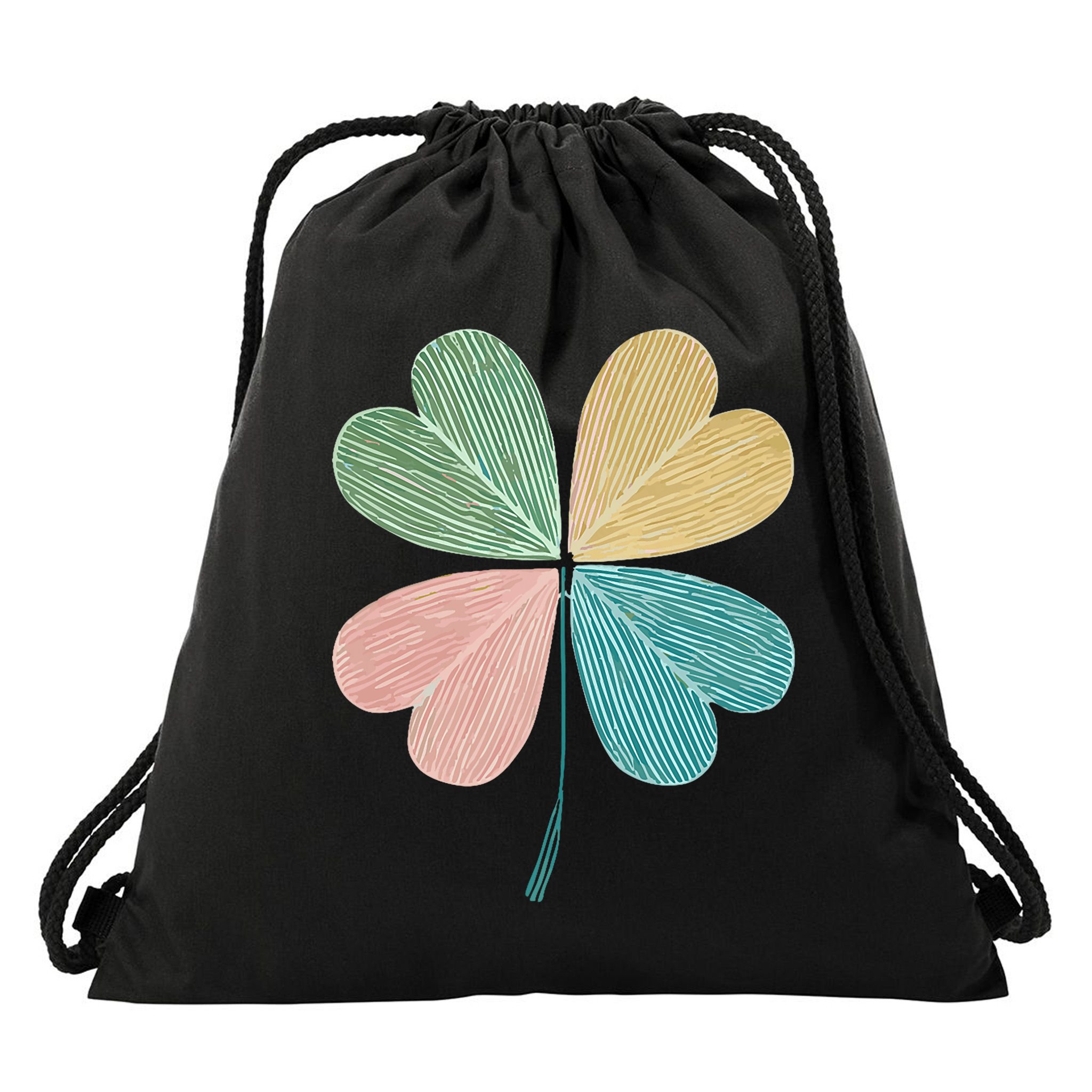 Chic Pretty Retro Lucky St.Patrick’S Day Four Leaf Clover Drawstring Bag