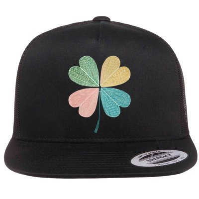 Chic Pretty Retro Lucky St.Patrick’S Day Four Leaf Clover Flatbill Hat