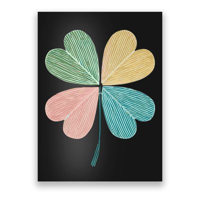 Chic Pretty Retro Lucky St.Patrick’S Day Four Leaf Clover Poster