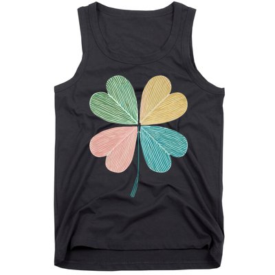 Chic Pretty Retro Lucky St.Patrick’S Day Four Leaf Clover Tank Top