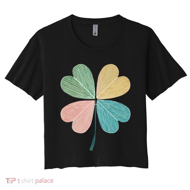 Chic Pretty Retro Lucky St.Patrick’S Day Four Leaf Clover Crop Top