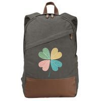 Chic Pretty Retro Lucky St.Patrick’S Day Four Leaf Clover Cotton Canvas Backpack