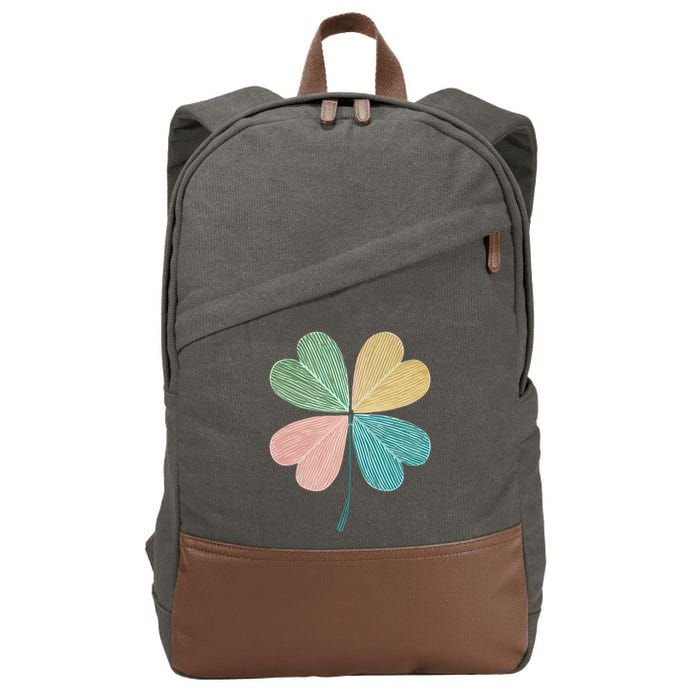 Chic Pretty Retro Lucky St.Patrick’S Day Four Leaf Clover Cotton Canvas Backpack