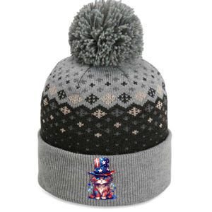 Cute Patriotic Red White And Blue Kitten Cat The Baniff Cuffed Pom Beanie