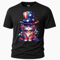 Cute Patriotic Red White And Blue Kitten Cat Performance Shirt