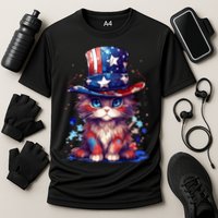 Cute Patriotic Red White And Blue Kitten Cat Performance Shirt