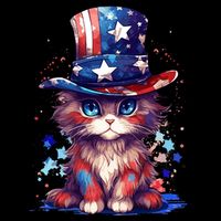 Cute Patriotic Red White And Blue Kitten Cat Performance Shirt
